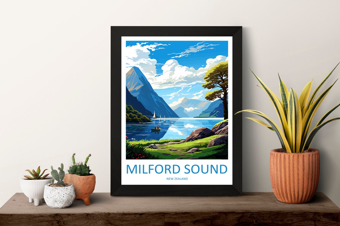 Milford Sound Travel Print Wall Art Milford Sound Wall Hanging Home Dcor Milford Sound Gift Art Lovers New Zealand Art Lover Gift - Image 3