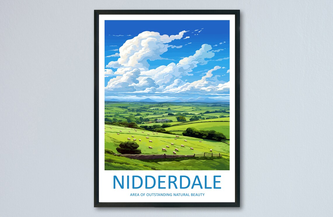 Nidderdale England Green Rolling Hills Valley Scenic Art Poster