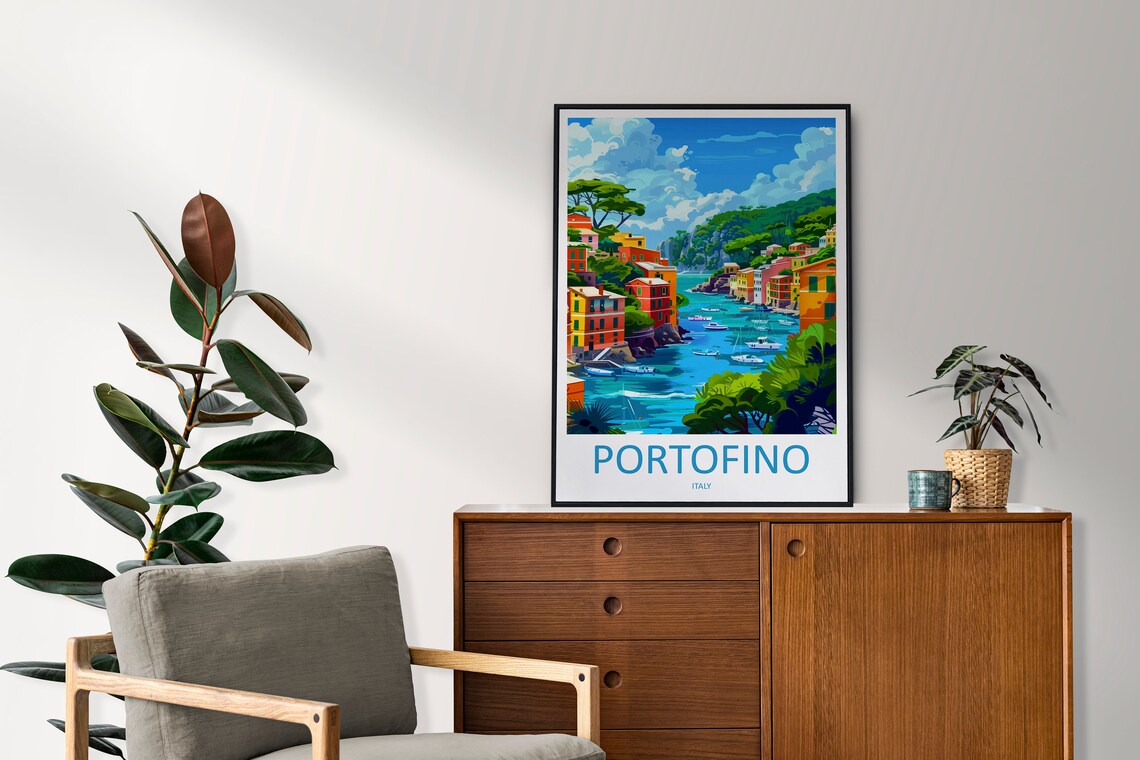 Portofino Italy Colorful Harbor Village Mediterranean Poster - Image 2