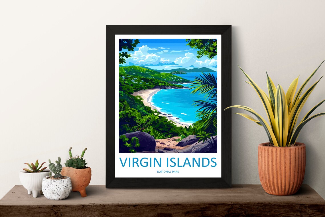 Virgin Islands National Park Tropical Beach Cove Travel Poster - Image 3
