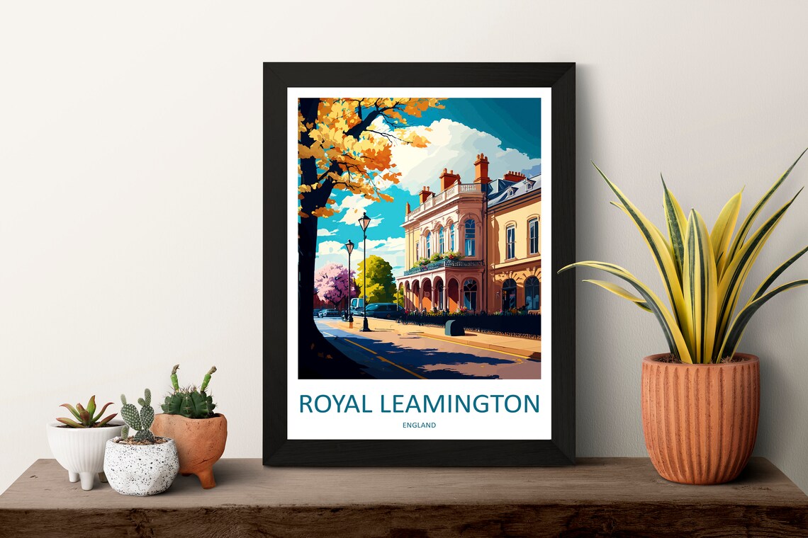 Royal Leamington Spa England Georgian Street Scene Travel Poster - Image 3