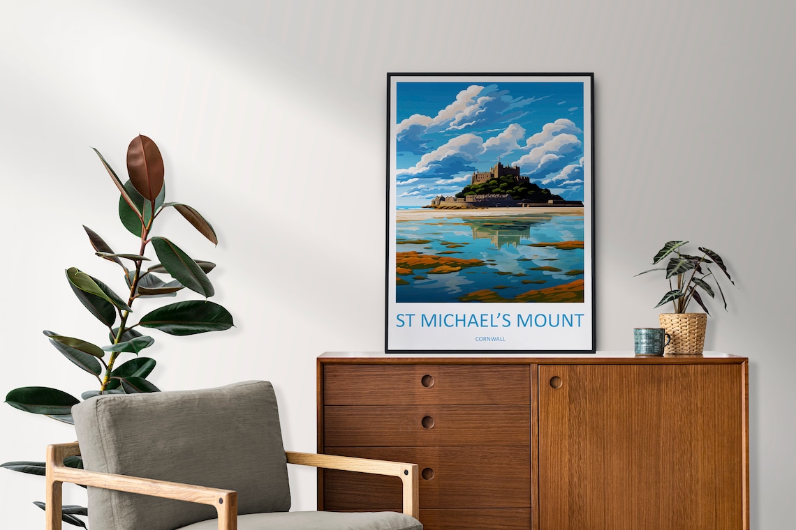 St Michaels Mount Travel Print, Cornwall Wall Art - Image 2
