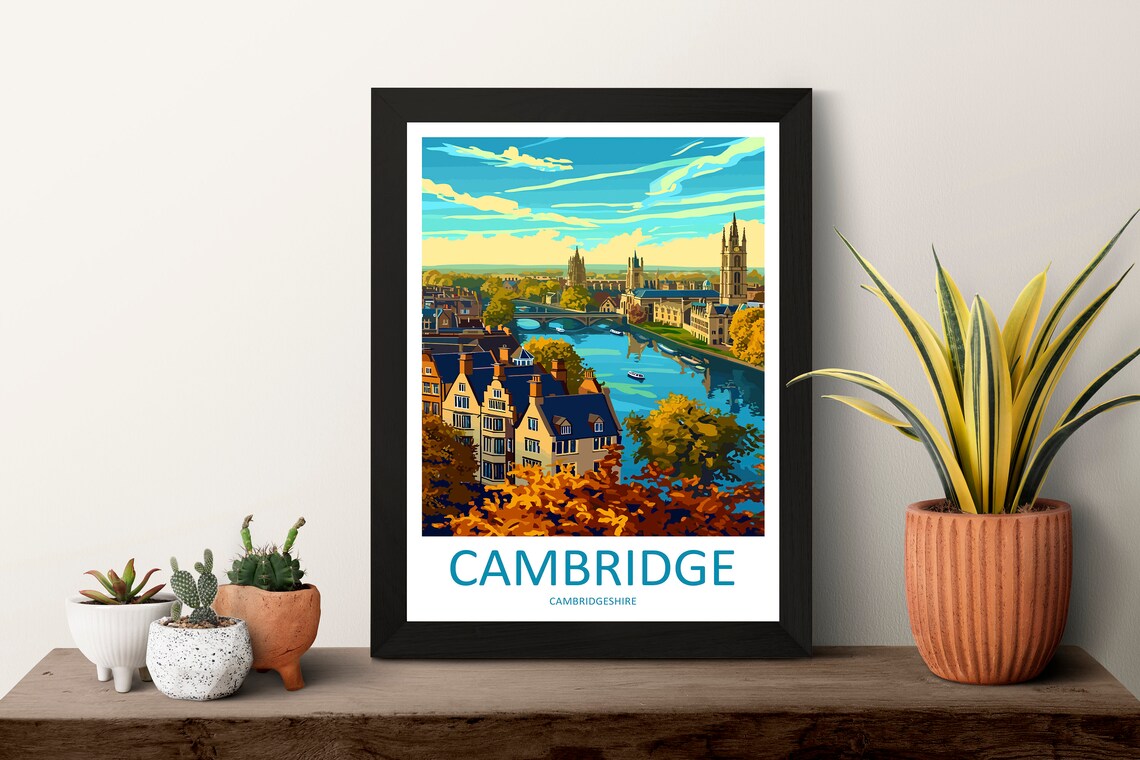 Cambridge Travel Poster, England Travel Art Print - Image 3