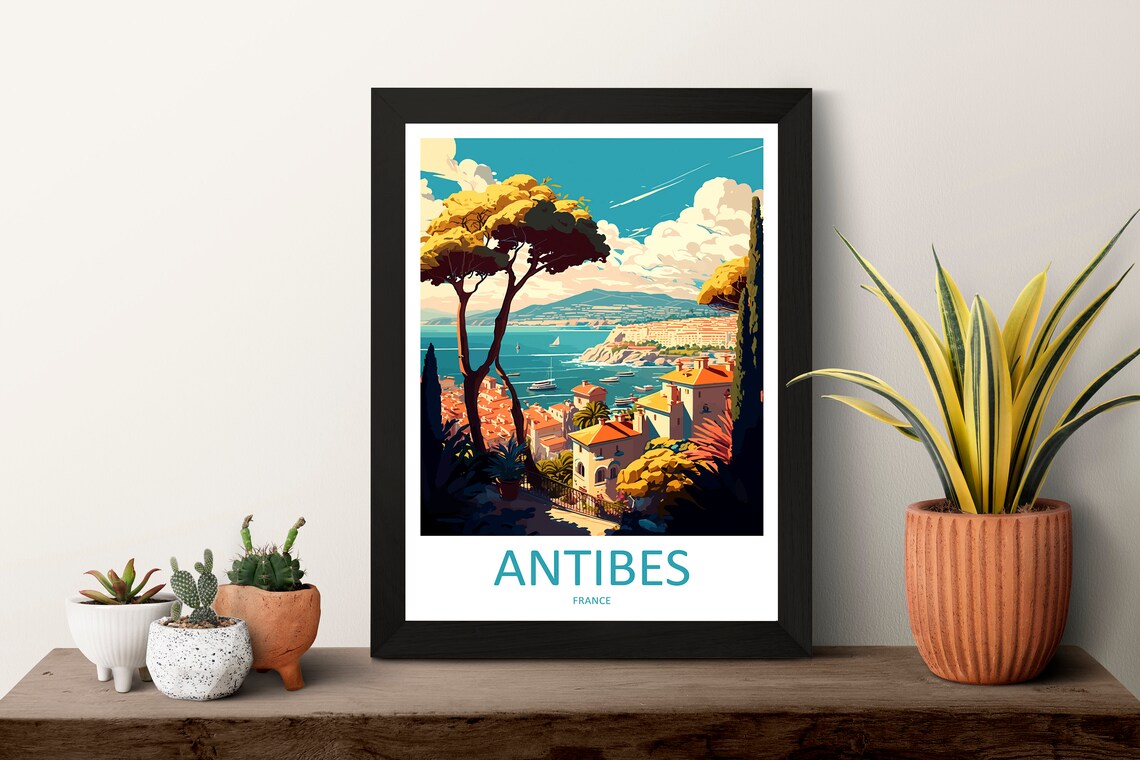 Antibes France Riviera Coast Old Town Bay View Travel Poster - Image 3