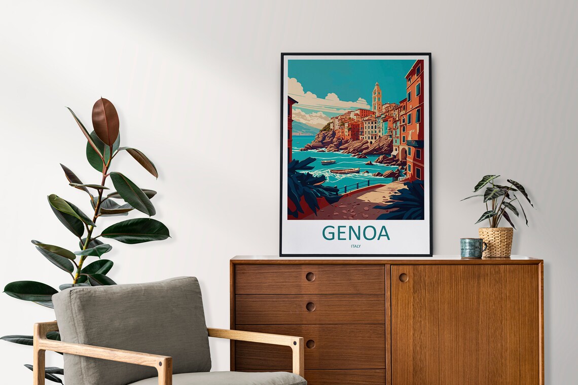 Genoa Travel Poster, Italy Wall Art Print - Image 2