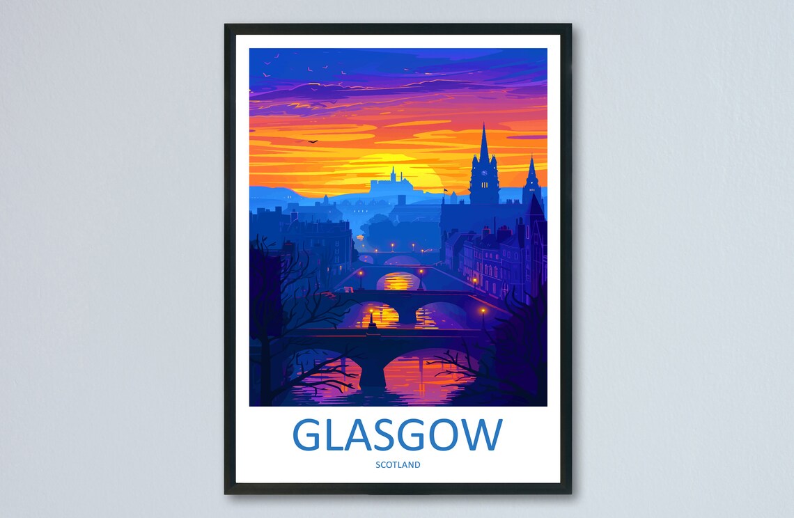 Glasgow Travel Poster, Scotland Place Print