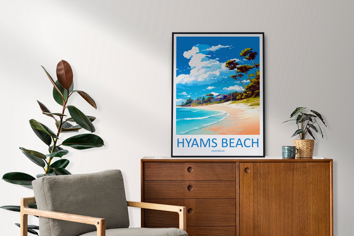 Hyams Beach Australia White Sand Curved Turquoise Bay Poster - Image 2