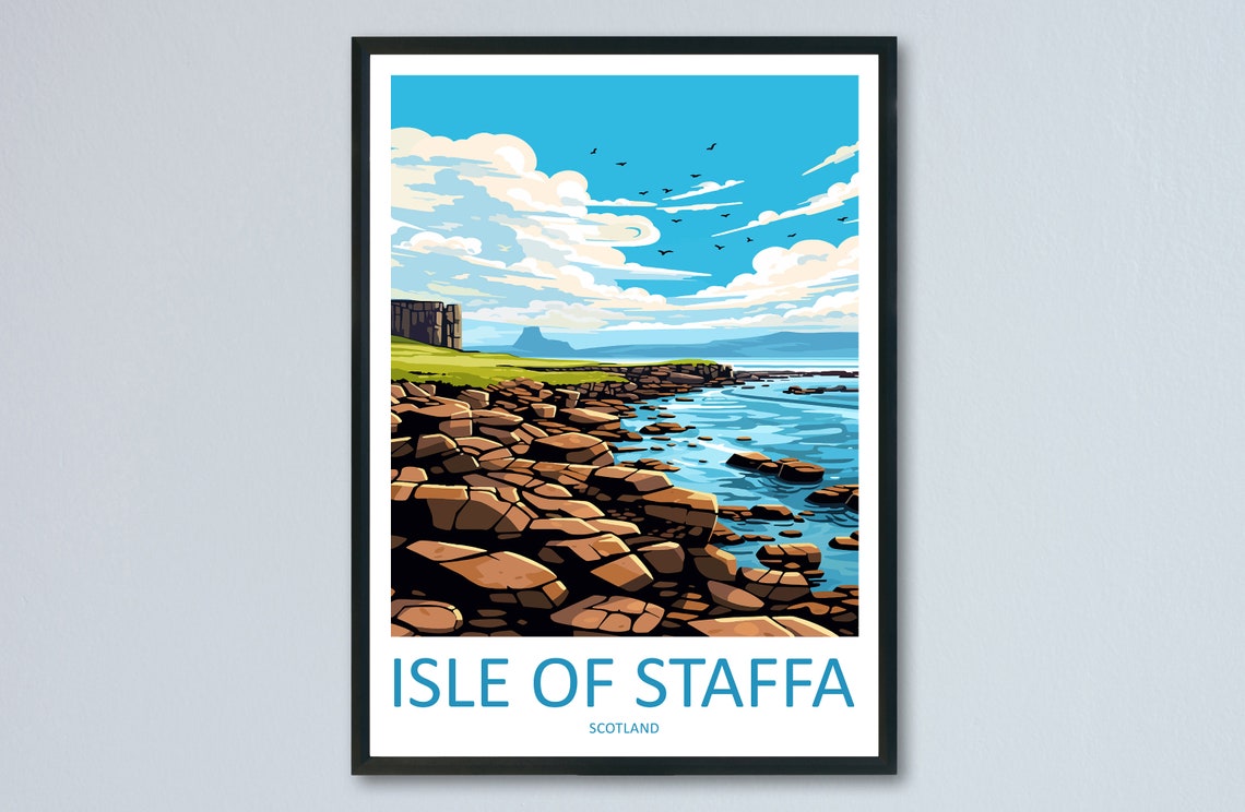 Isle Of Staffa Travel Print Wall Art Isle Of Staffa Wall Hanging Home Dcor Isle Of Staffa Gift Art Lovers Scotland Art Lover Gift Isle