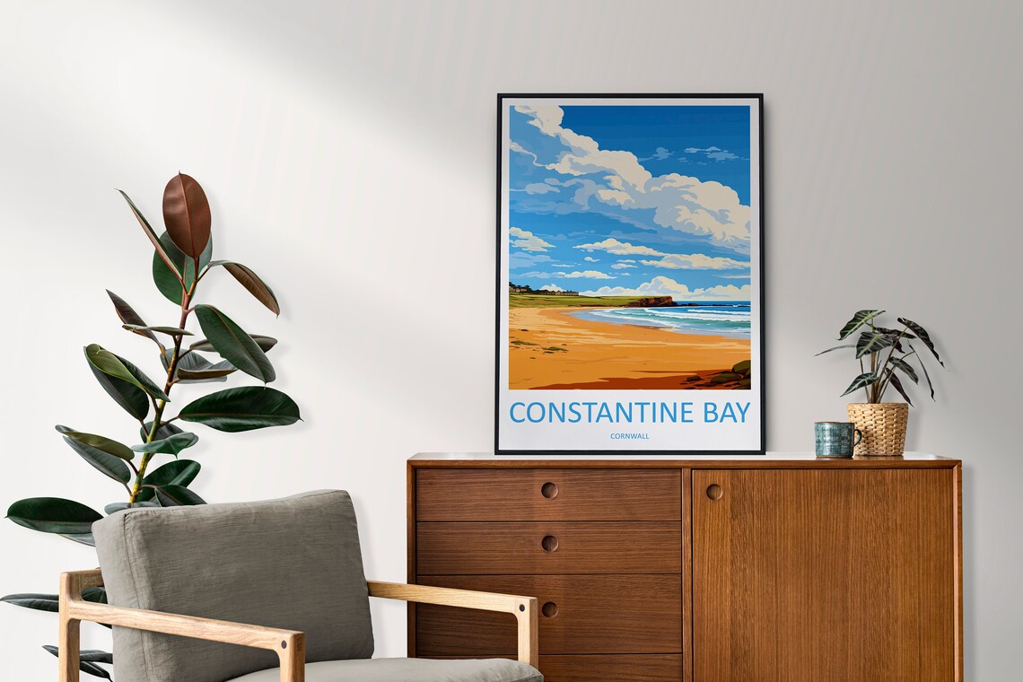 Constantine Bay Cornwall Golden Beach Blue Sea Travel Poster - Image 2