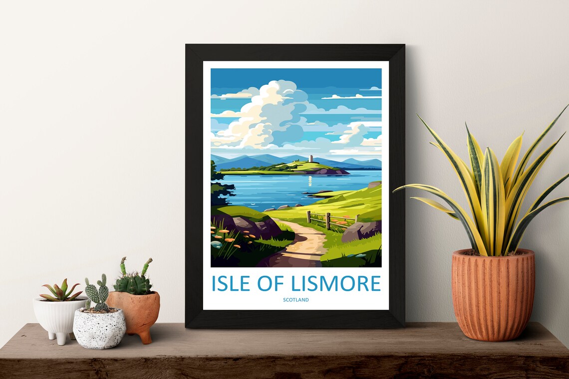 Isle of Lismore Scotland Coastal View Illustrated Travel Poster - Image 3