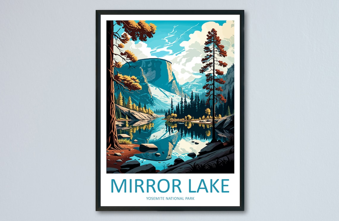 Yosemite Mirror Lake Travel Poster, California View
