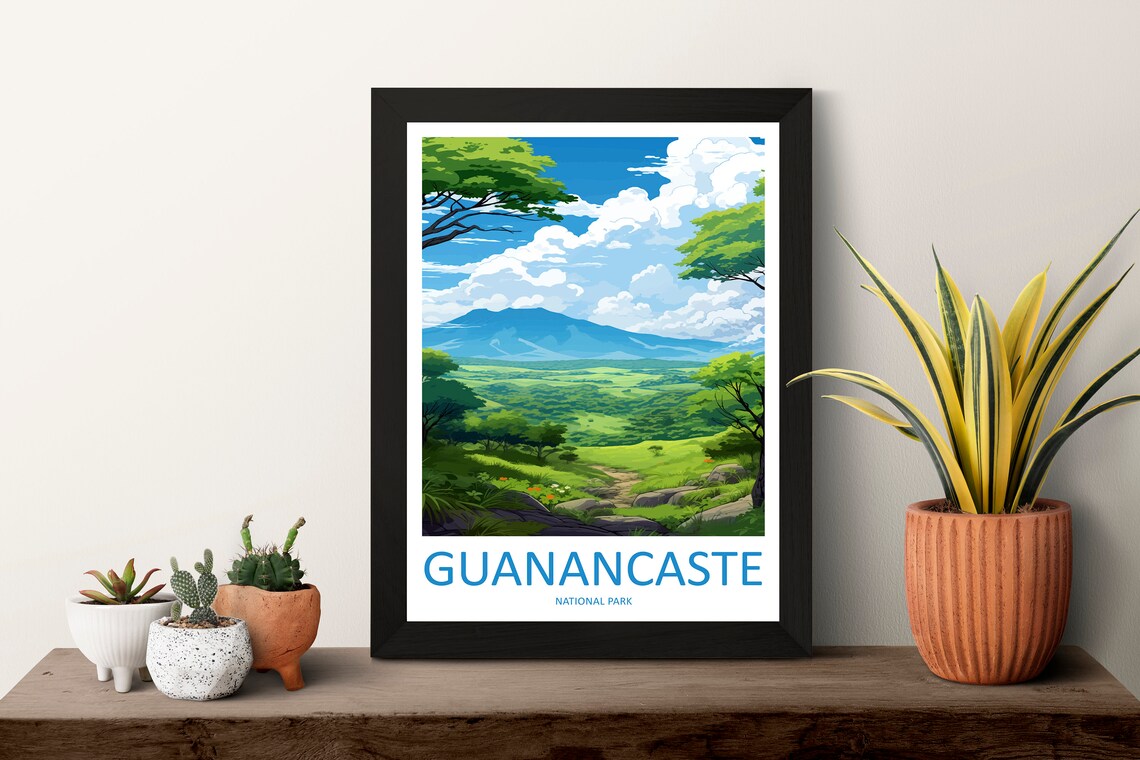 Guanacaste National Park Green Valley Volcano Vintage Travel Poster - Image 3