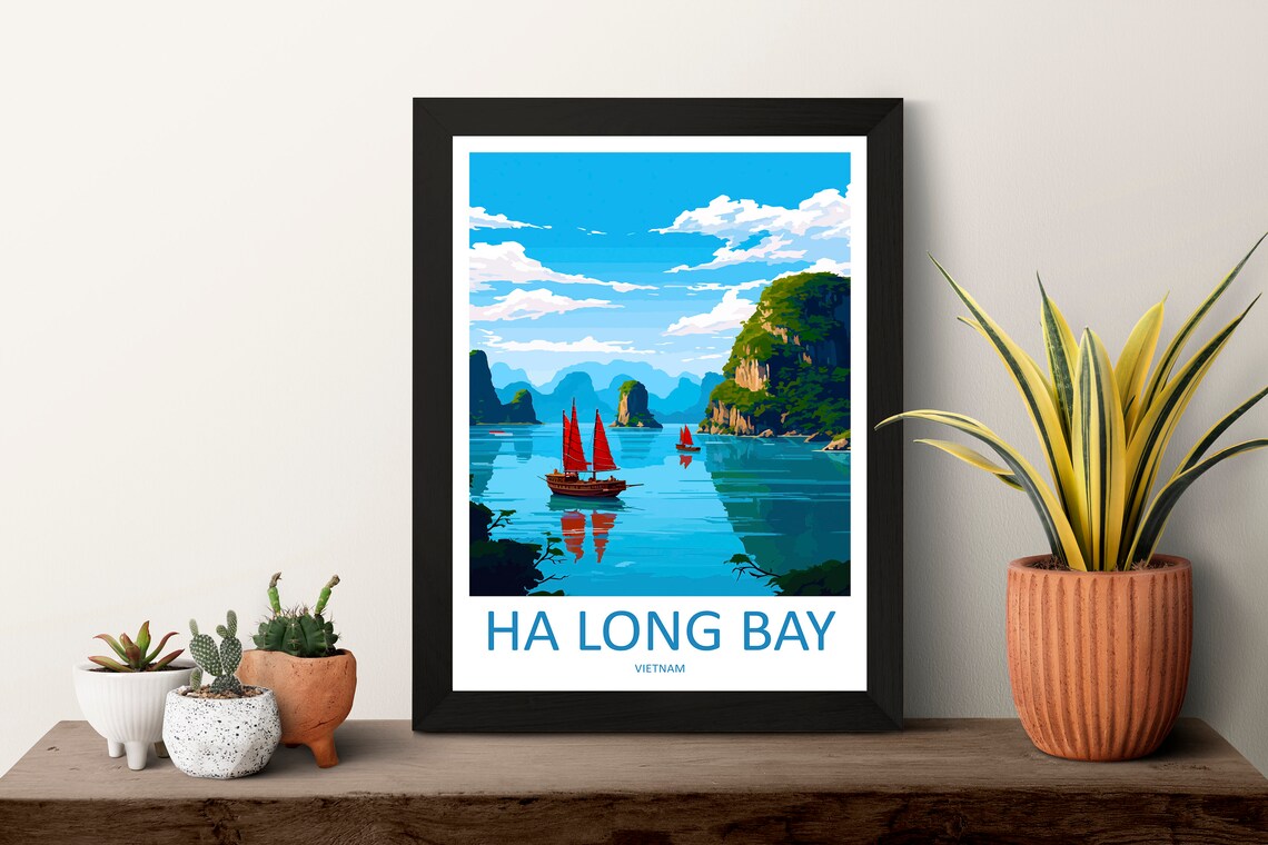 Ha Long Bay Travel Poster, Vietnam Islands - Image 3