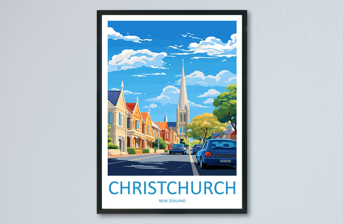 Christchurch Travel Print Wall Art Christchurch Wall Hanging Home Dcor Christchurch Gift Art Lovers New Zealand Art Lover Gift