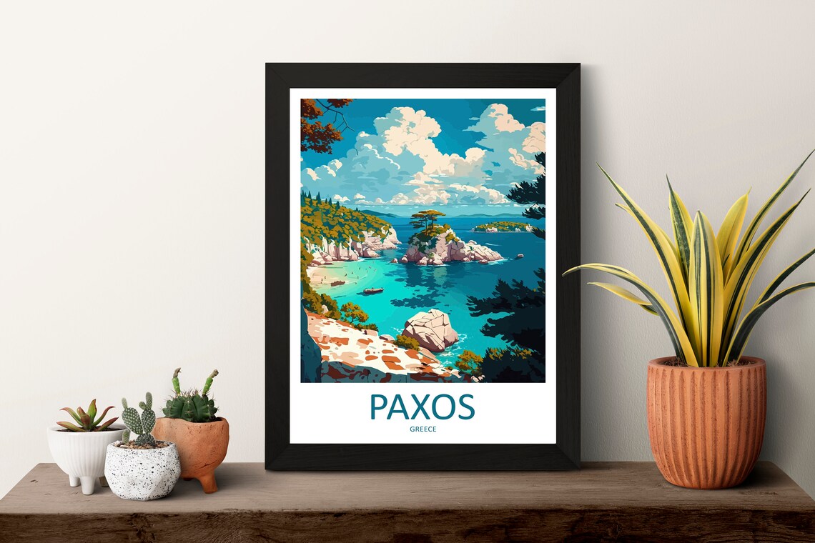 Ionian Paxos Greece Turquoise Island Cove Rocky Coastline Poster - Image 3