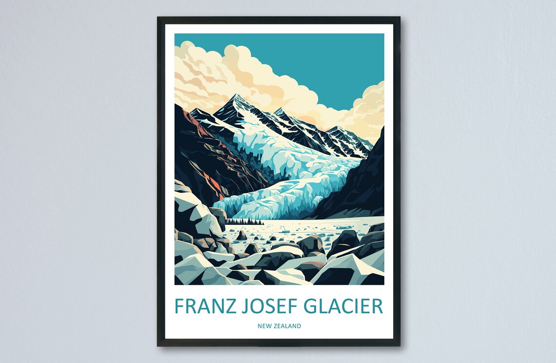Franz Josef Glacier Travel Poster, New Zealand