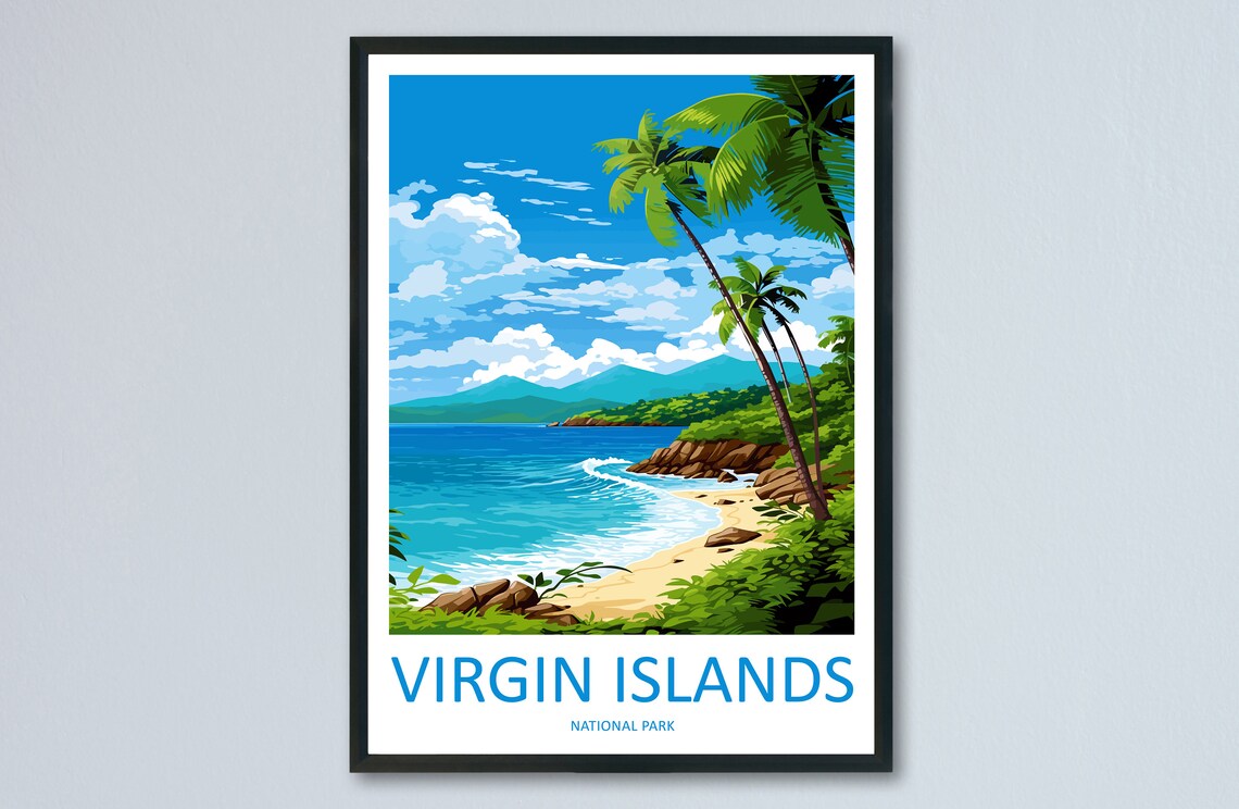 Virgin Islands National Park Palm Fringed Tropical Beach Poster