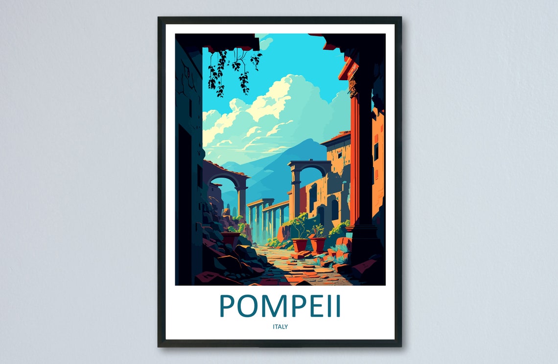 Pompeii Travel Poster, Italy Wall Decor