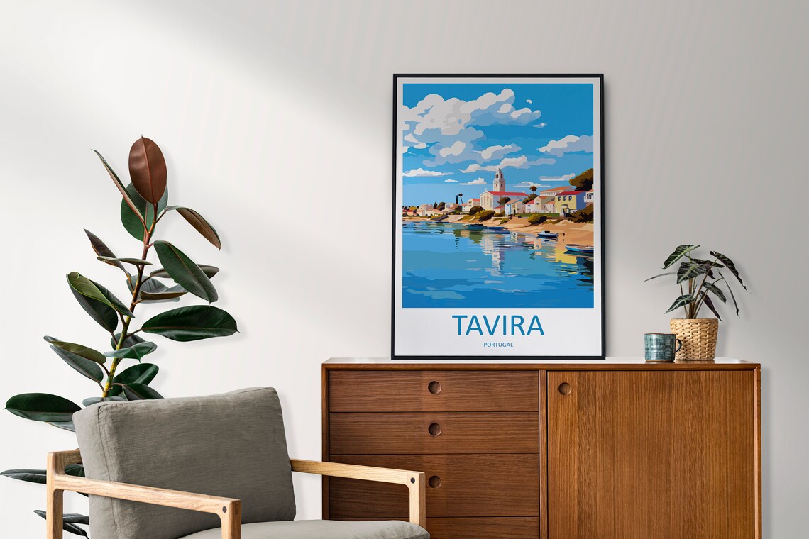 Tavira Portugal River Town Church Tower Fishing Boats Poster - Image 2