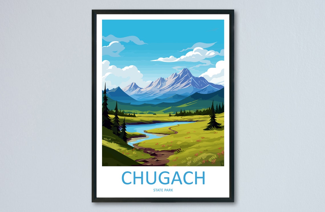 Chugach State Park Meadow Trail Stream Mountain Vista Poster