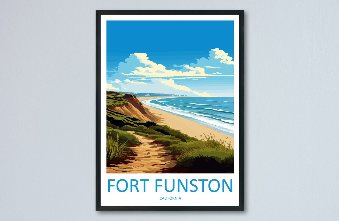 Fort Funston California Cliffs Ocean Shore Daytime Travel Poster