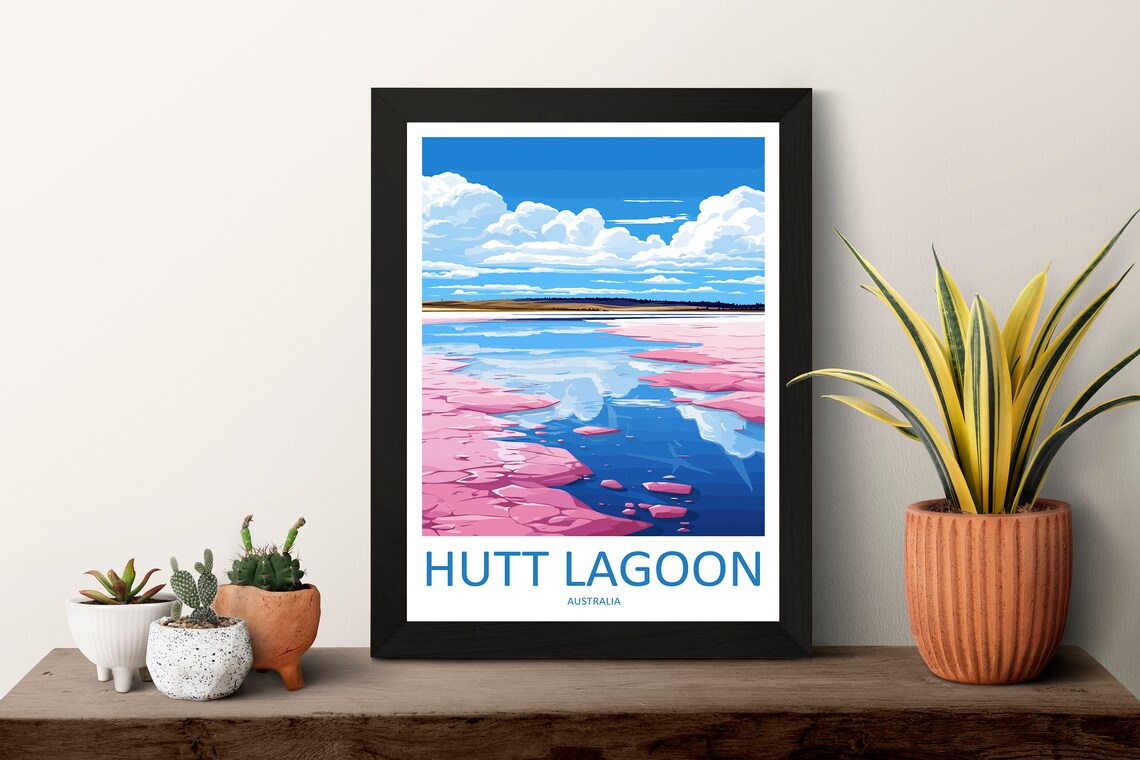 Hutt Lagoon Western Australia Pink Salt Lake Mirror Travel Poster - Image 3