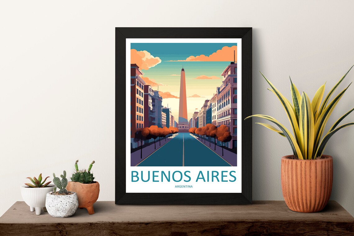Buenos Aires Argentina Obelisk Grand Avenue at Sunset Poster - Image 3