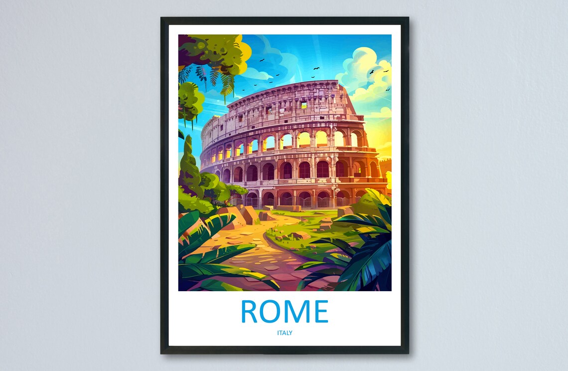 Rome Travel Poster, Italy Wall Decor For Home
