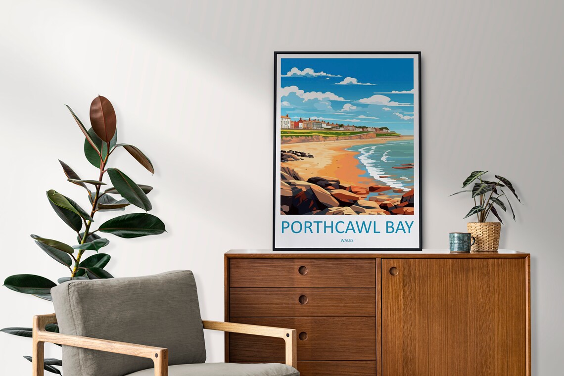 Porthcawl Bay Landscape Art Print - Image 2