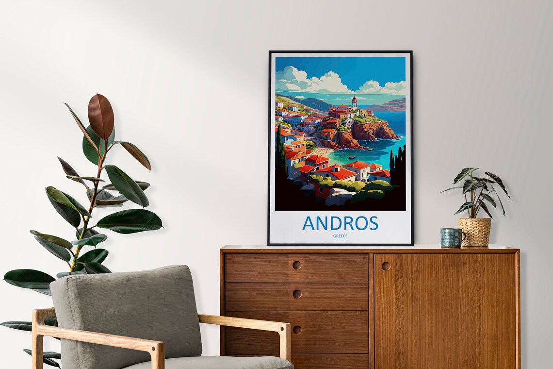 Andros Greece Travel Poster, Europe Wall Art Print - Image 2