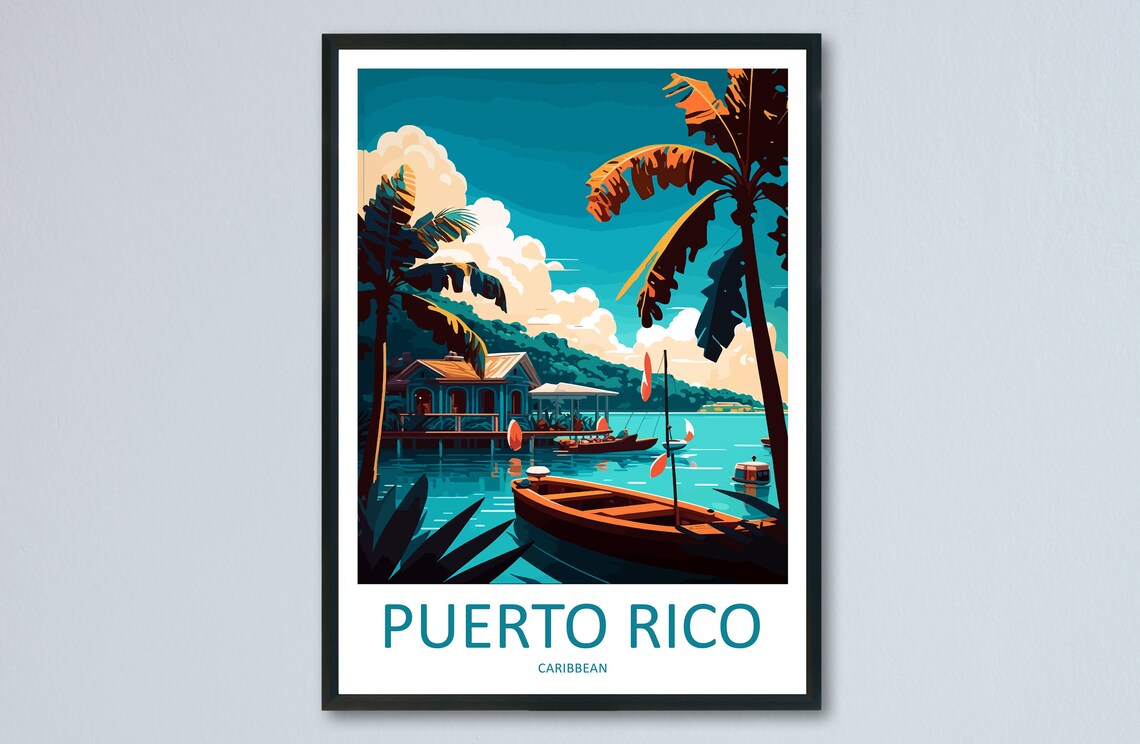 Puerto Rico Travel Poster, Caribbean Wall Hanging