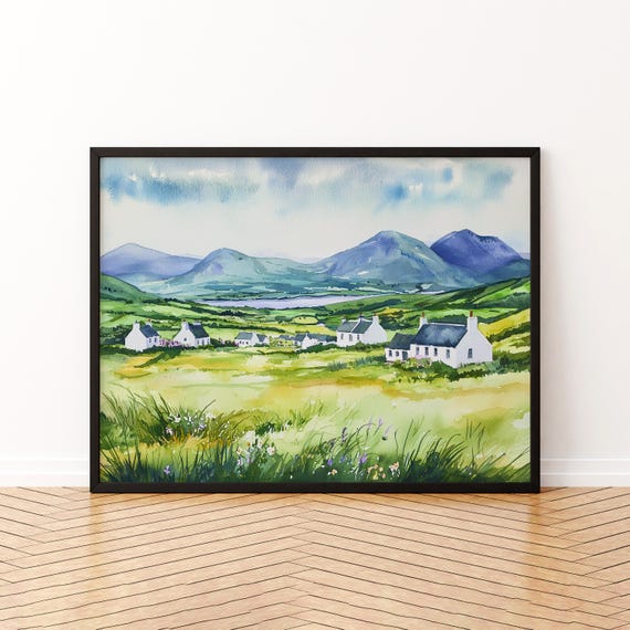 Connemara Watercolor Poster Wall Art Hanging Home Dcor Gift Lovers Ireland