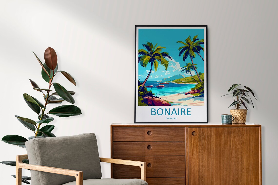 Bonaire Travel Poster, Caribbean Wall Art - Image 2