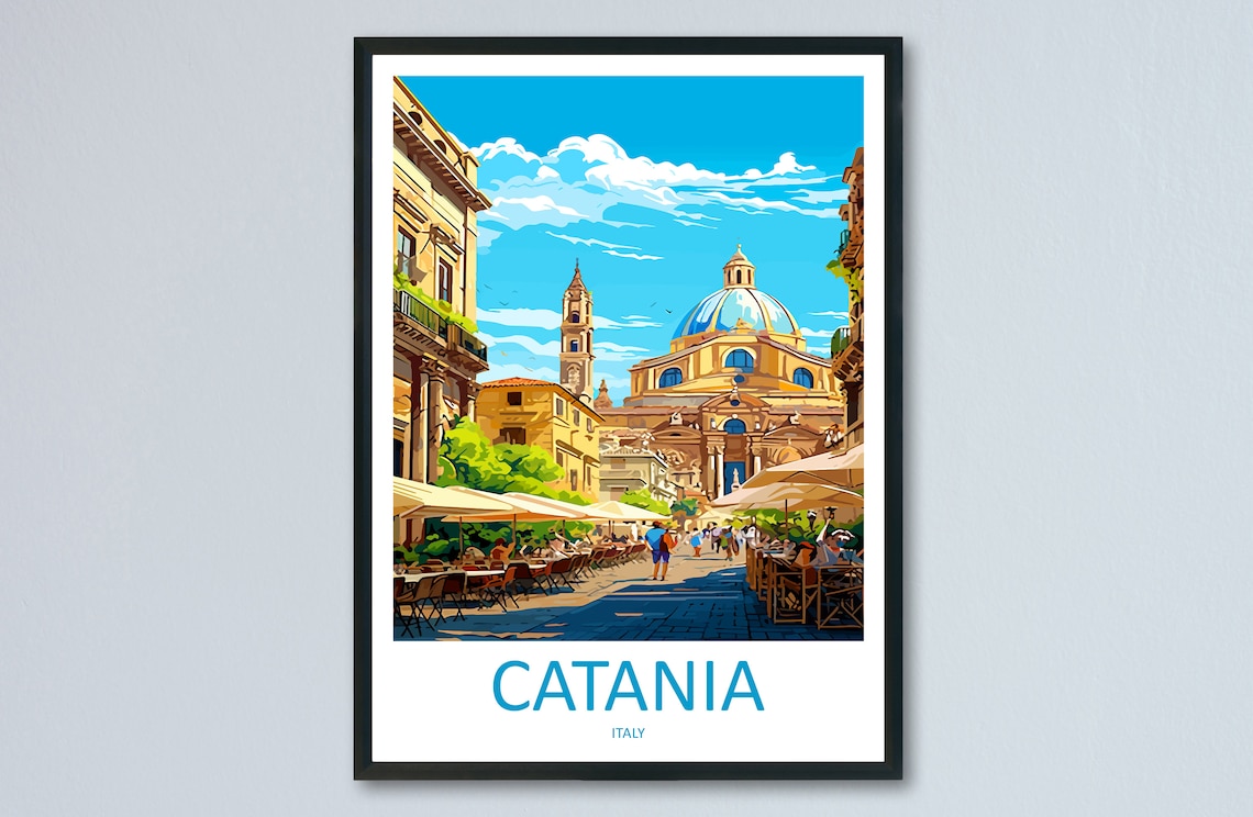 Catania Italy Travel Poster, Europe Wall Art