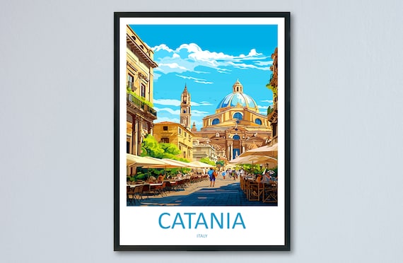 Catania Italy Travel Poster, Europe Wall Art