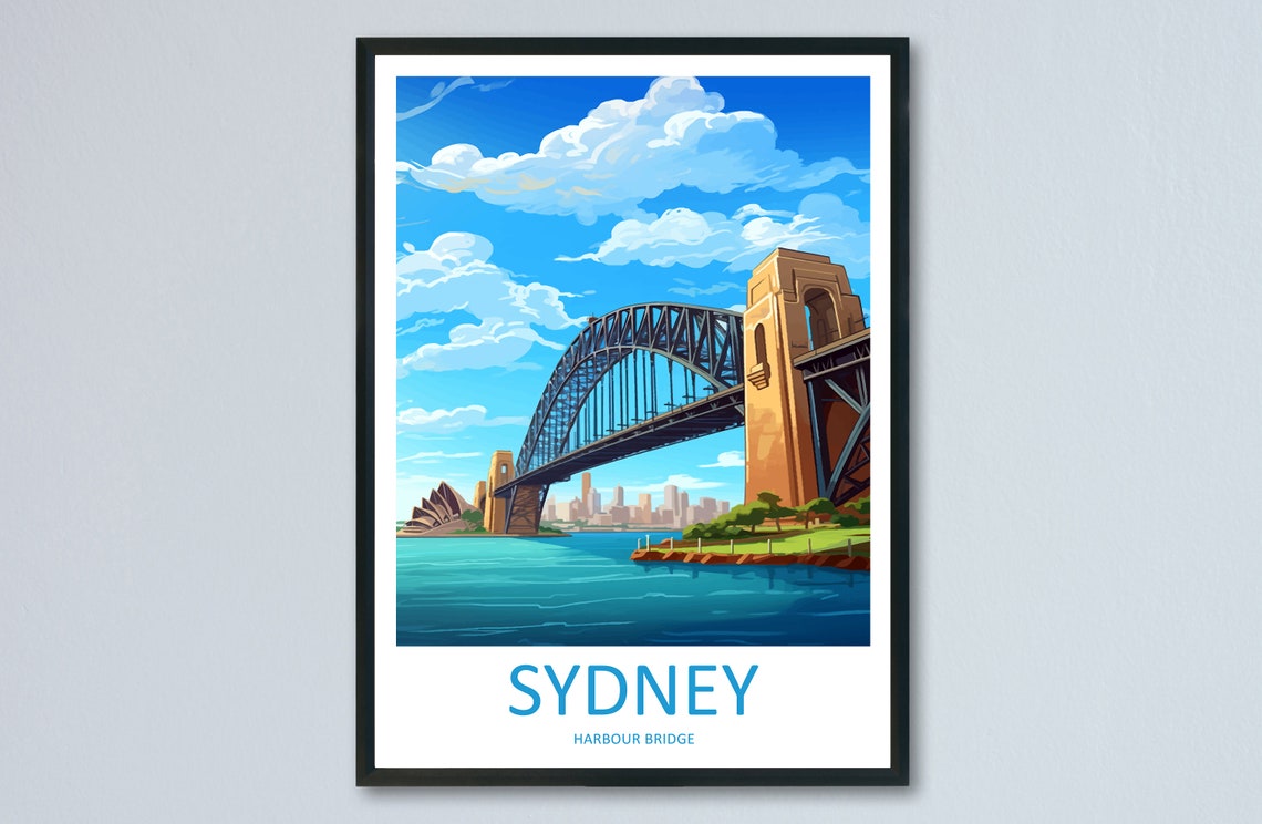 Sydney Harbour Bridge and Opera House Sparkling Water Travel Poster