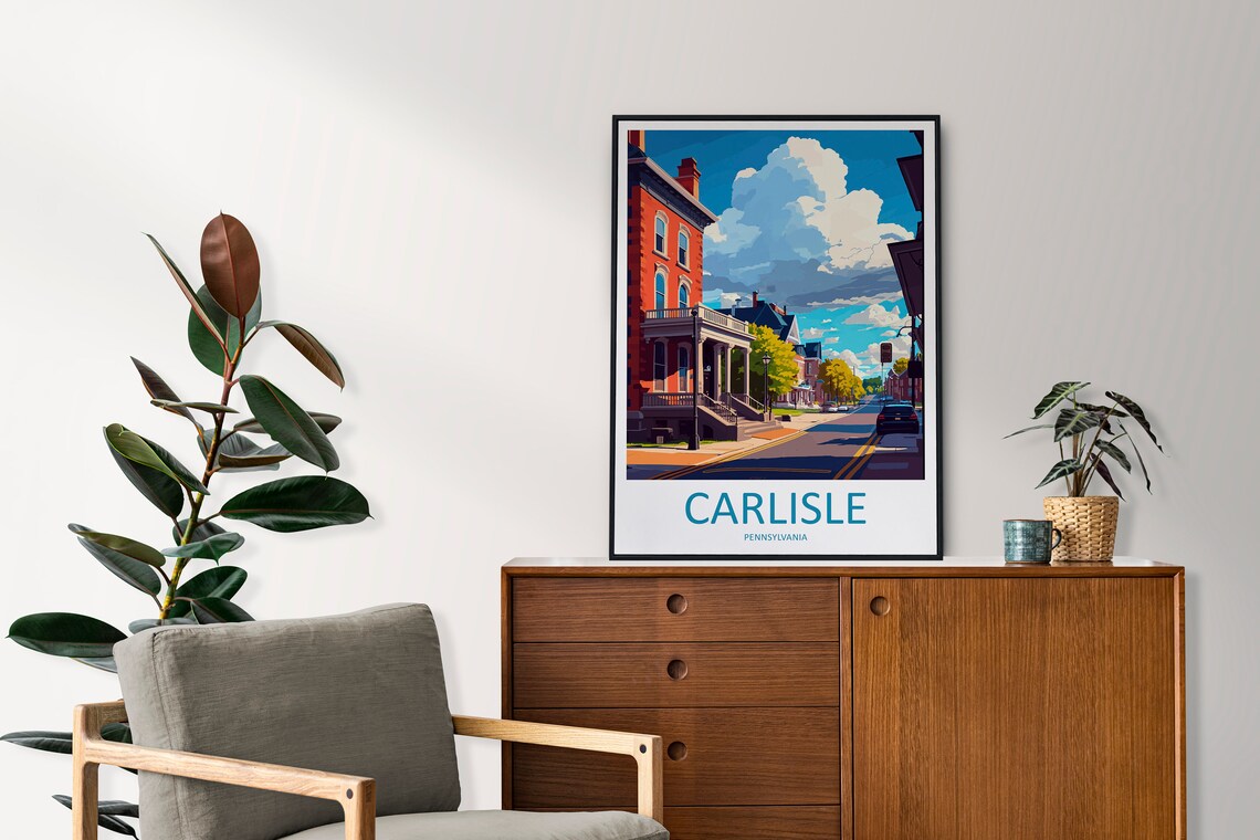 Carlisle Pennsylvania Historic Street Blue Sky Sunny Travel Poster - Image 2