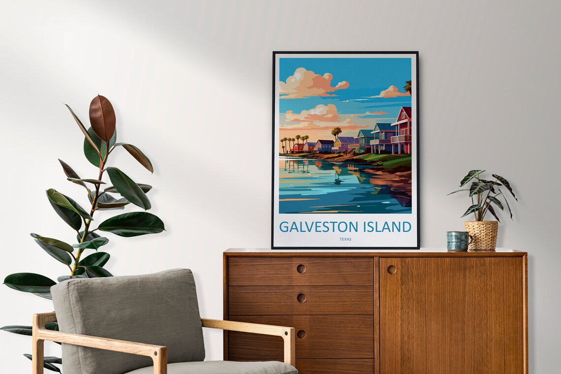 Galveston Island Travel Poster, Texas Wall Decor - Image 2
