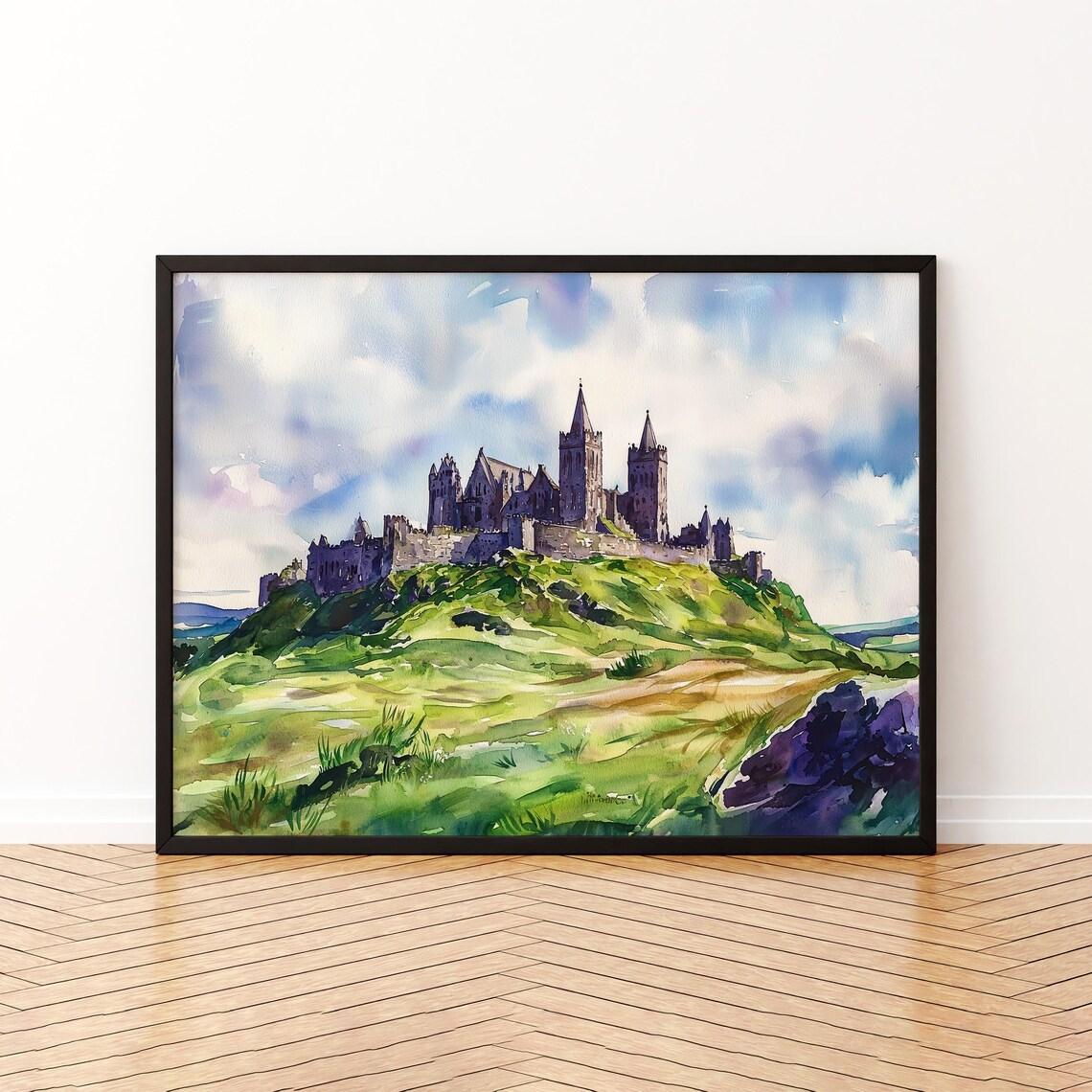Rock Of Cashel Cathedral On The Hill Watercolor Ireland Travel Poster