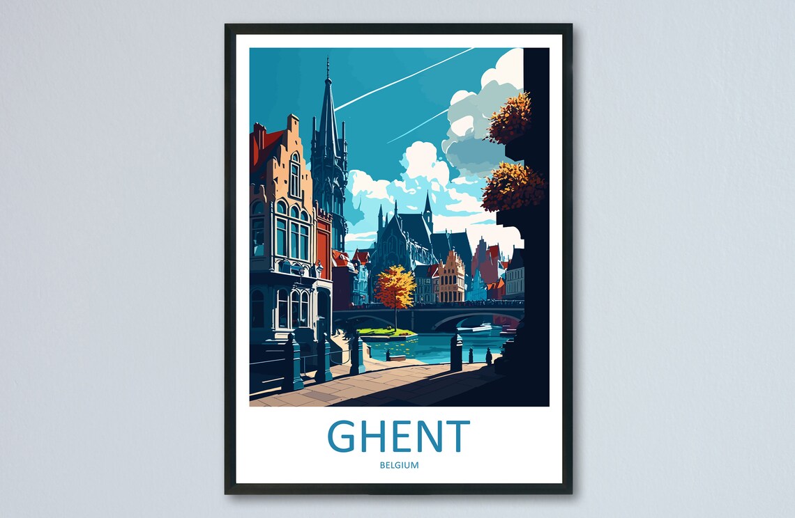 Ghent Travel Poster, Belgium Wall Decor
