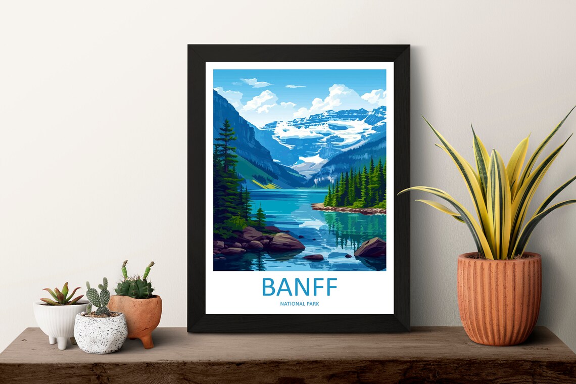 Banff National Park Canada Alpine Lake and Snowy Peaks Poster - Image 3