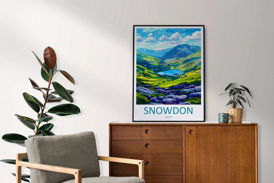 Snowdonia Travel Poster, Wales Landscape Art - Image 2