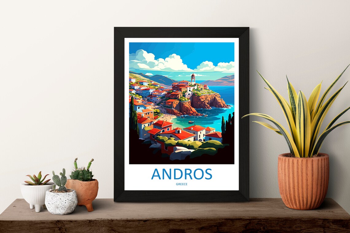 Andros Greece Travel Poster, Europe Wall Art Print - Image 3