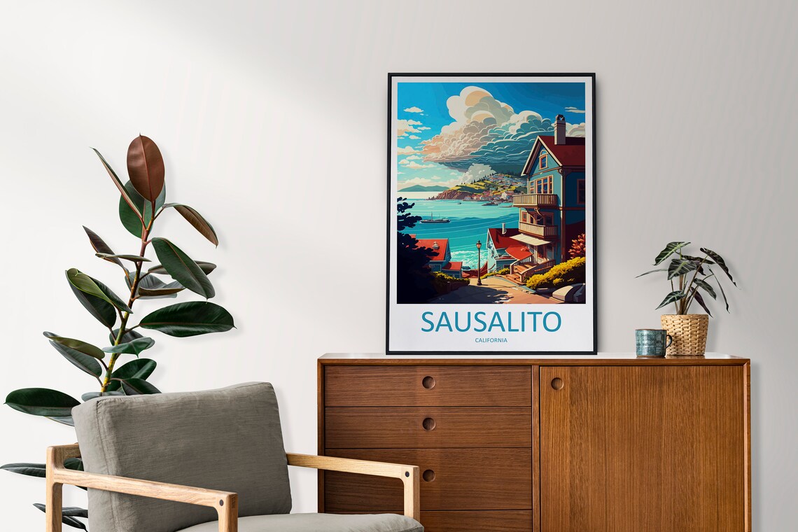 Sausalito Travel Poster, California Wall Art Print - Image 2