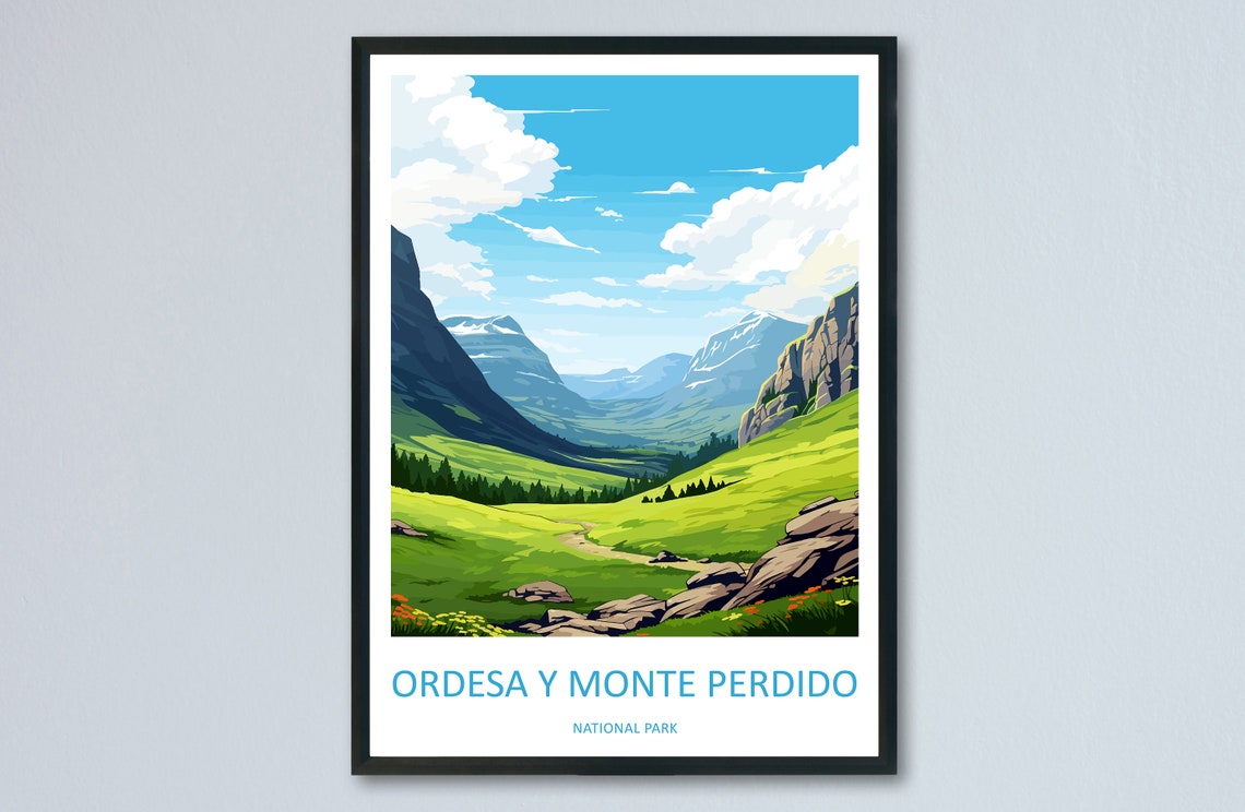 Ordesa Y Monte Perdido Spain Green Valley Mountain Peaks Print