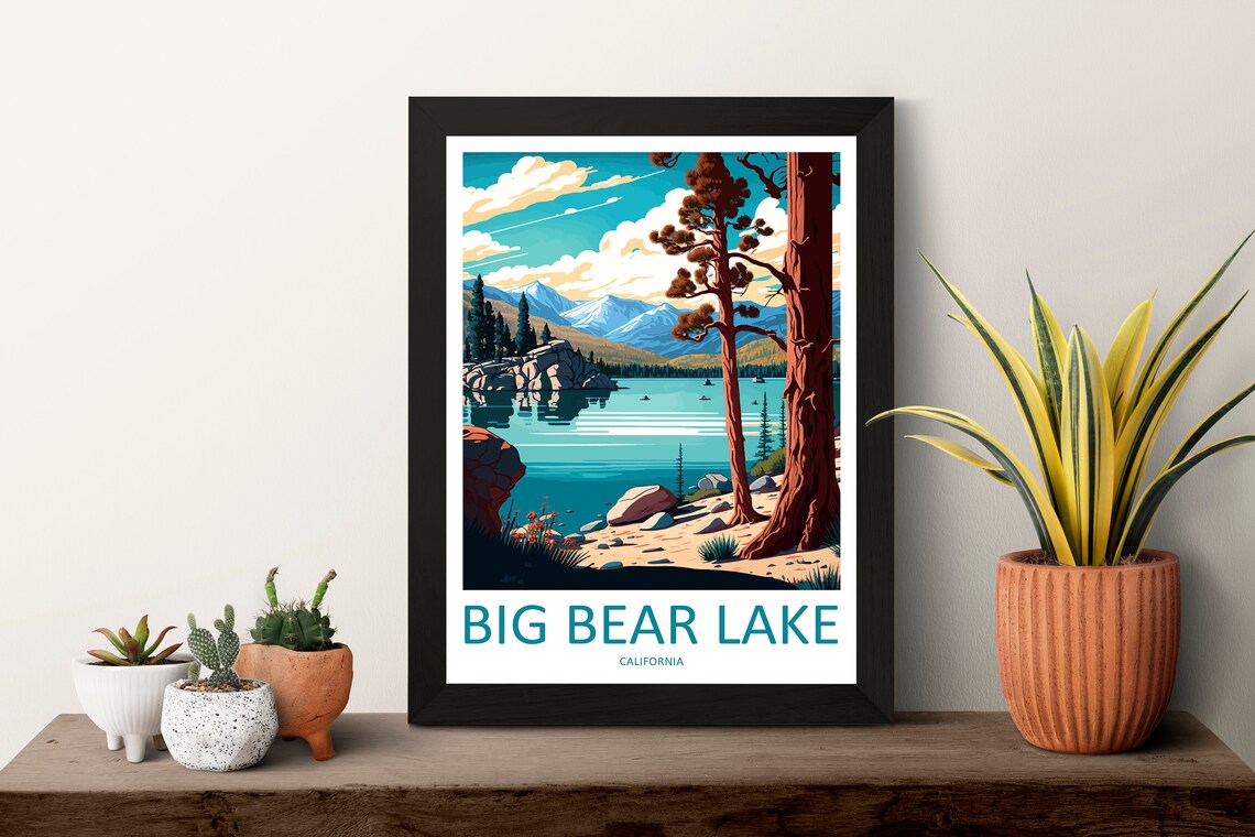 Big Bear Lake Travel Poster, California Lake Art - Image 3