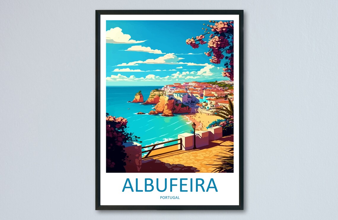 Albufeira Travel Poster, Portugal Wall Decor