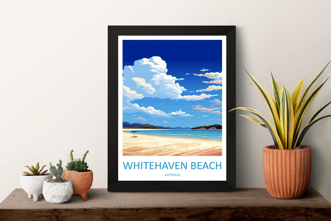 Whitehaven Beach Australia Turquoise Sea White Sand Travel Poster - Image 3