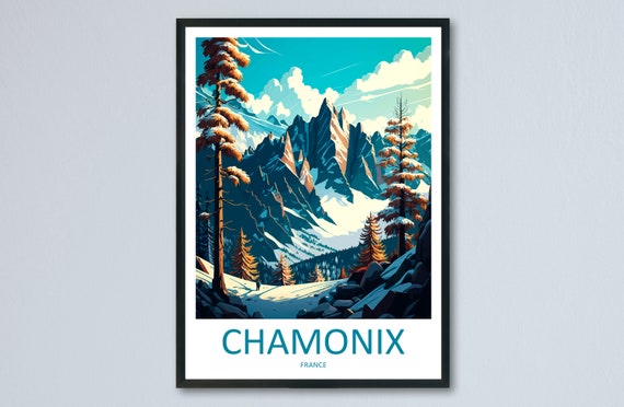 Chamonix Travel Print Wall Art Chamonix Wall Hanging Home Dcor Chamonix Gift Art Lovers Ski Art Lover Gift Chamonix Print Skiing Artwork