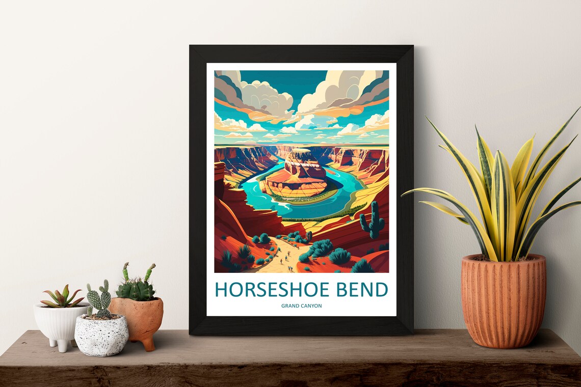 Horseshoe Bend Grand Canyon Turquoise River Red Cliffs Travel Poster - Image 3